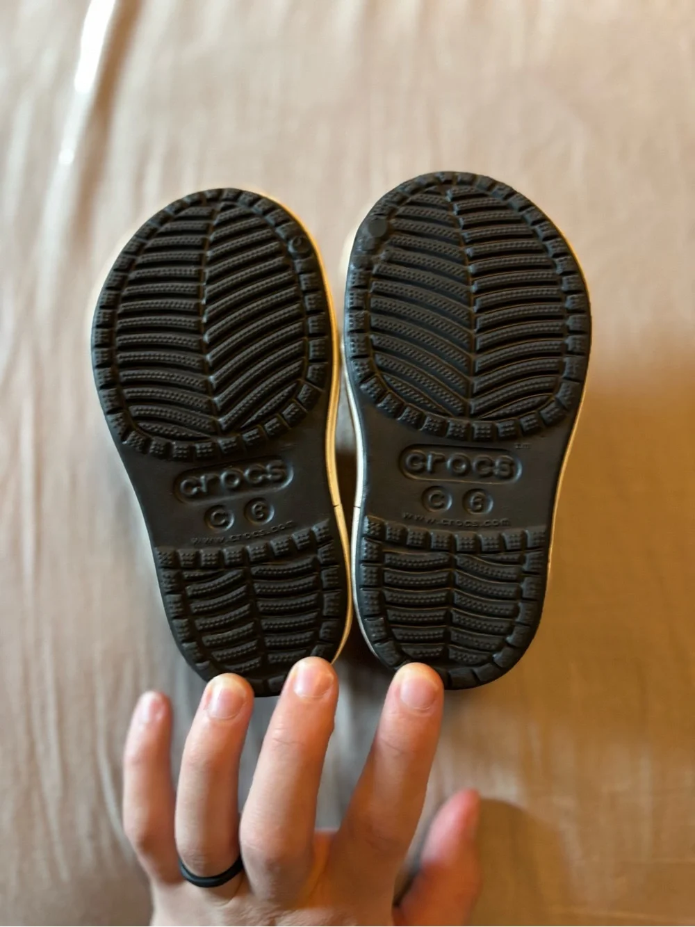 Kids Black Slip-On Water-Resistant Slip On Crocs with White Toe Cap
